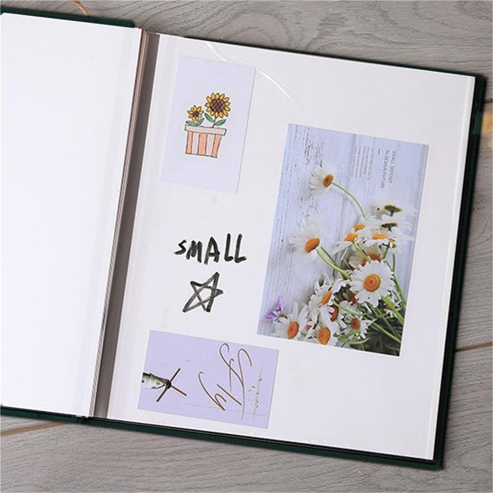 Álbum de fotos 4x6, cubierta lino, álbum, libros imágenes protectores autoadhesivos, multifunción for boda, hogar, Hotel, albergue Para Aniversarios(Green)