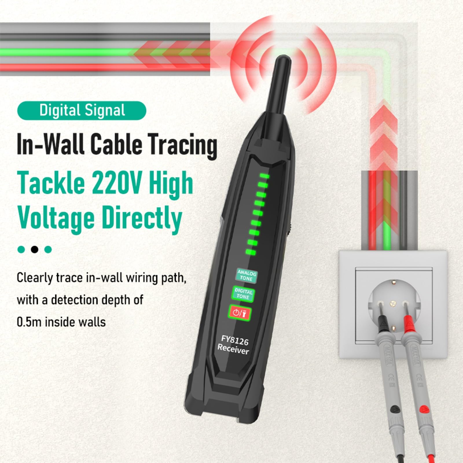 Probador de cables de red, FY8126 Localizador de cables subterráneos Detector de tuberías telefónicas Probador de buscador profesional,para cable de red