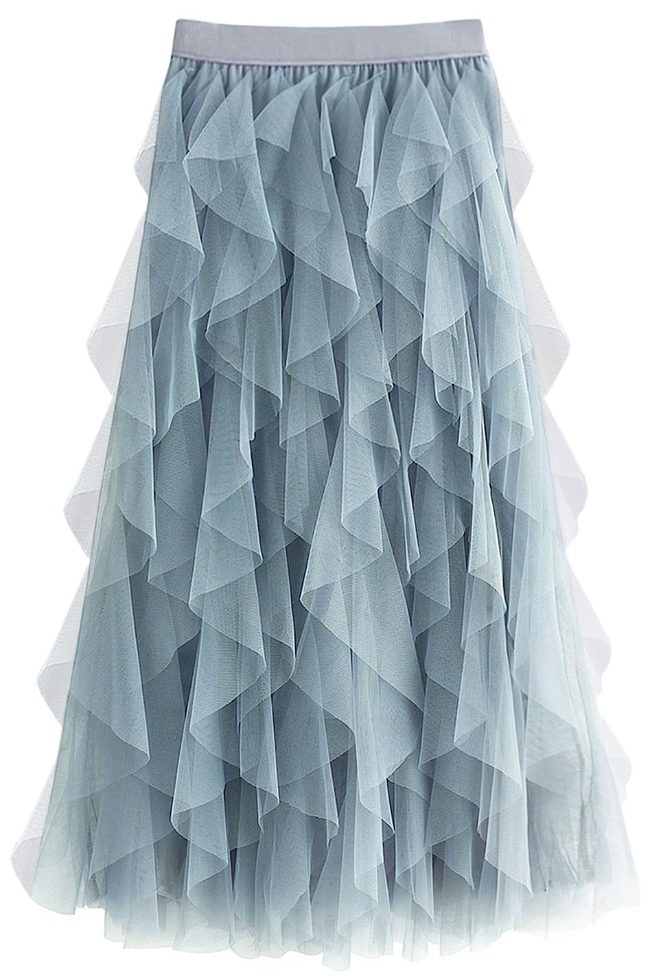 Tulle Skirts for Women Long Length Tutu Fairy Tiered Skirt A Line Mesh Elastic Waist Skirts