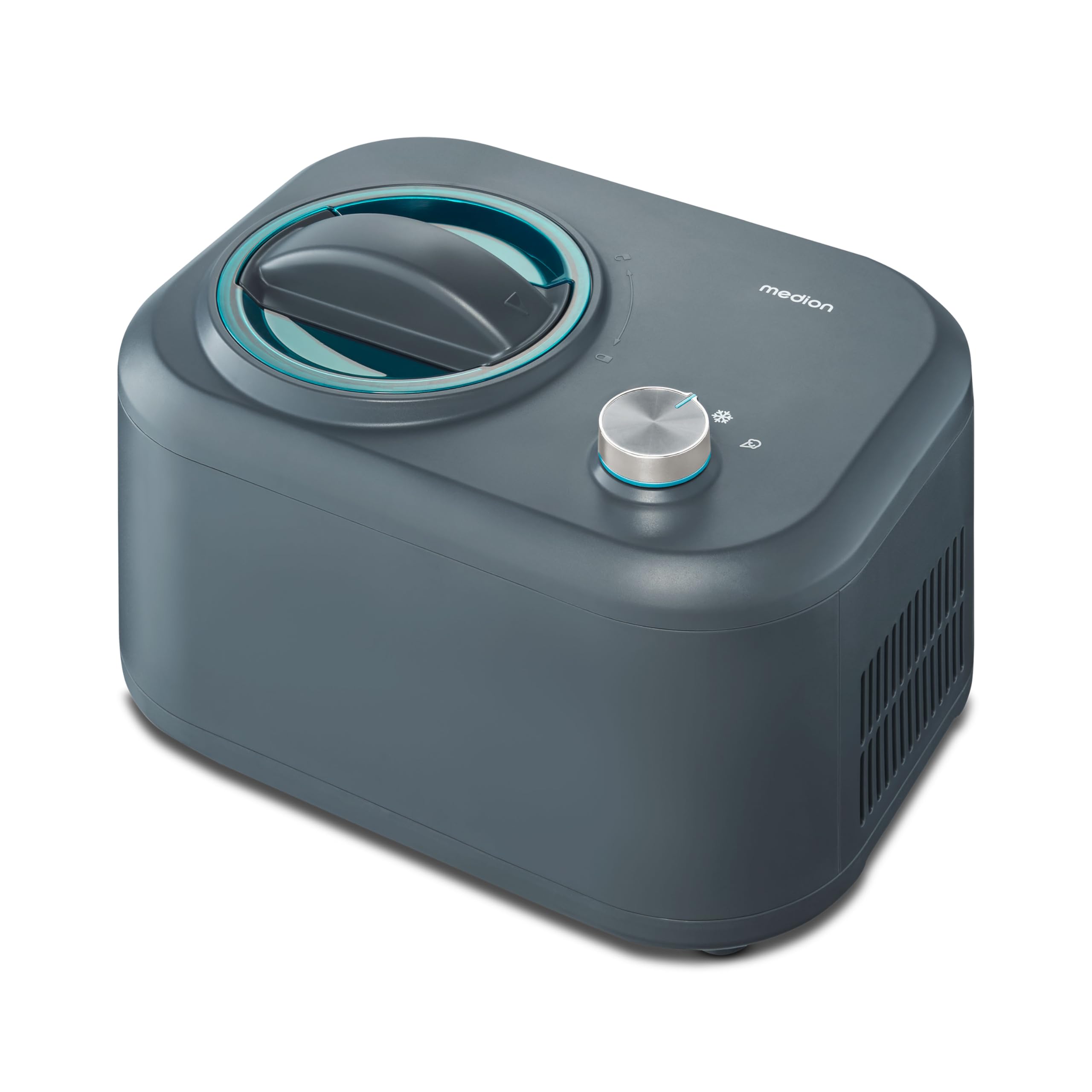 MEDION Sorbetière avec compresseur (Machine à glace auto-refroidissante, pour crème glacée, yaourt glacé & sorbet, 1 L, 100 W, récipient en aluminium, MD10169)