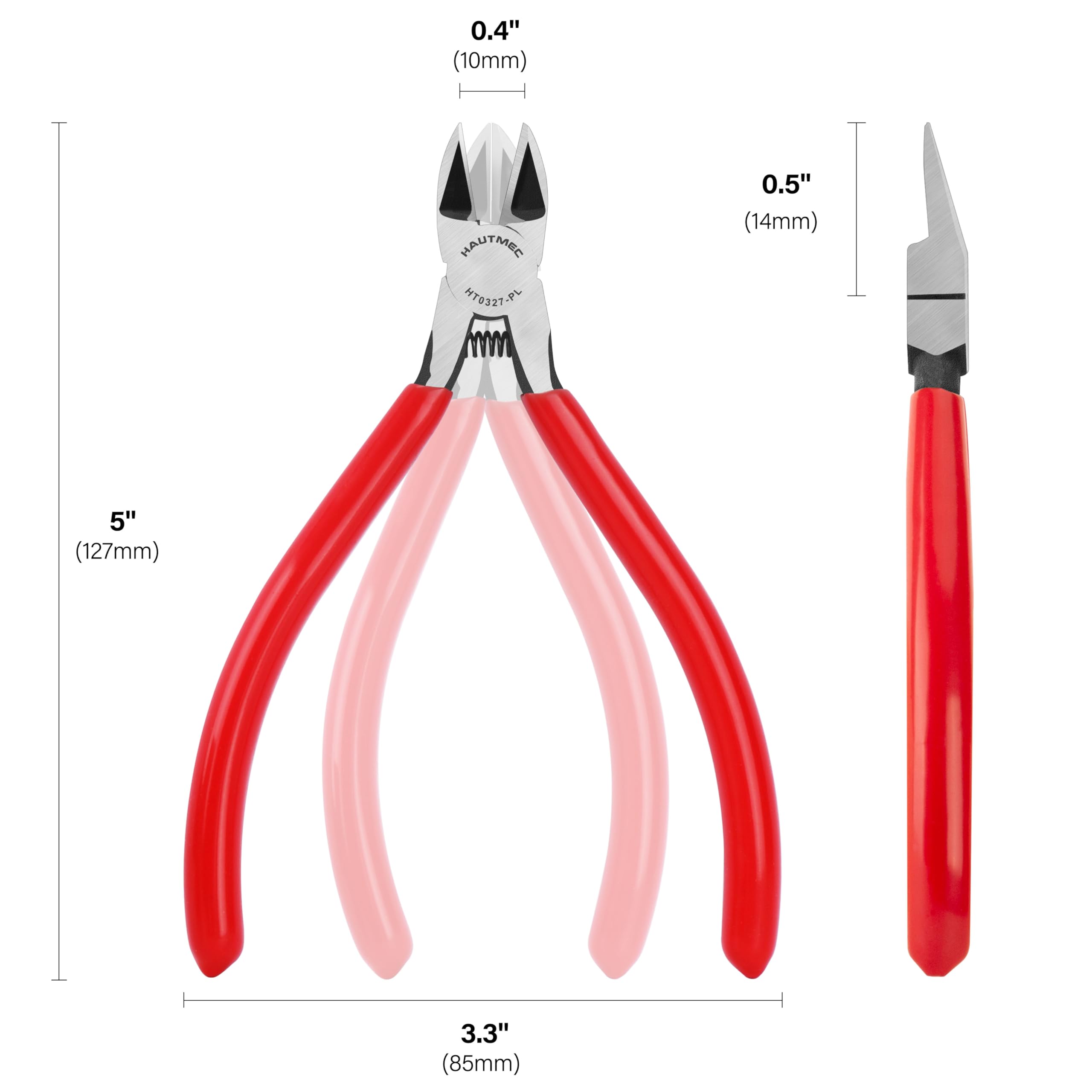 HAUTMEC HT0318-10PC Lot de 10 pinces coupantes ultra tranchantes de 15,2 cm avec poignée à ressort et antidérapante, idéale pour le plastique, le fil souple, les kits de modélisme, le marquage de
