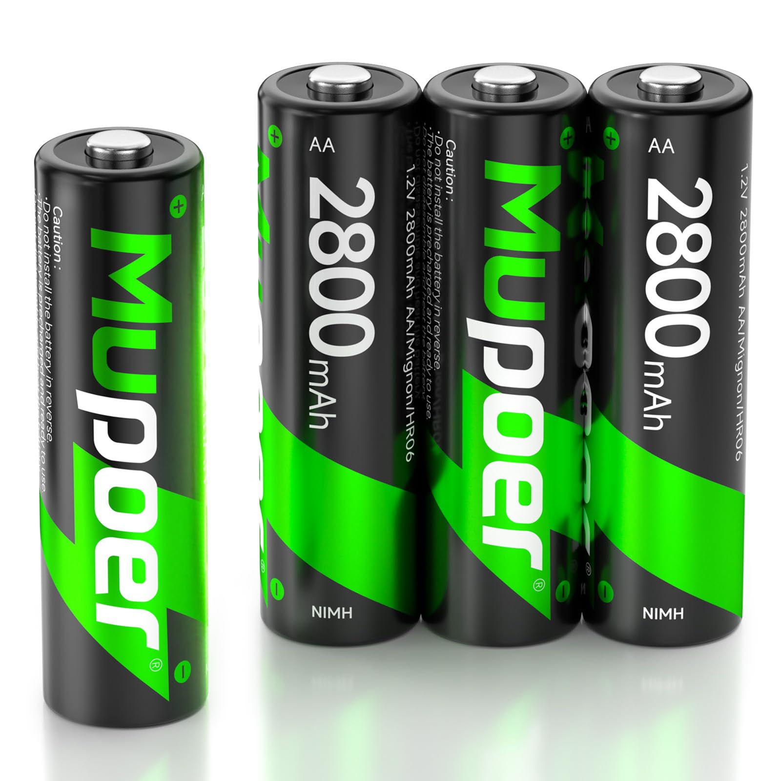 Mupoer Rechargeable AA Batteries 4 Pack,Ni-MH AA Rechargeable Batteries 2800mAh 1.2V,Double A Rechargeable Batteries,Pilas Recargables 2A High Capacity Batteries,Long-Lasting &amp; Low Self Discharge