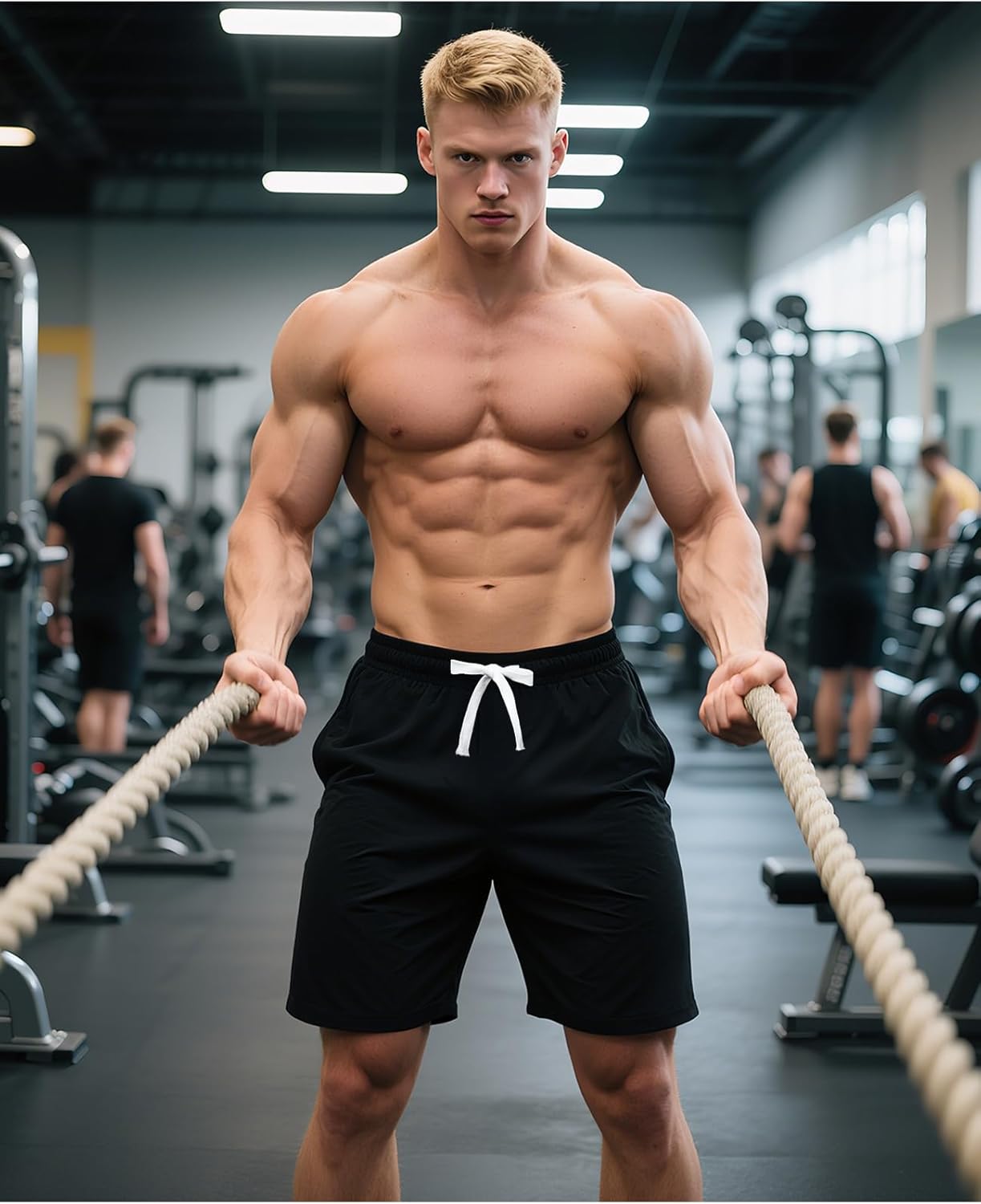 JIHUILAI Men's Sweat Shorts 7" Drawstring Elastic Waist Gym Workout Shorts Casual Athletic Jogger Shorts with Pockets, S-3XL - Image 3