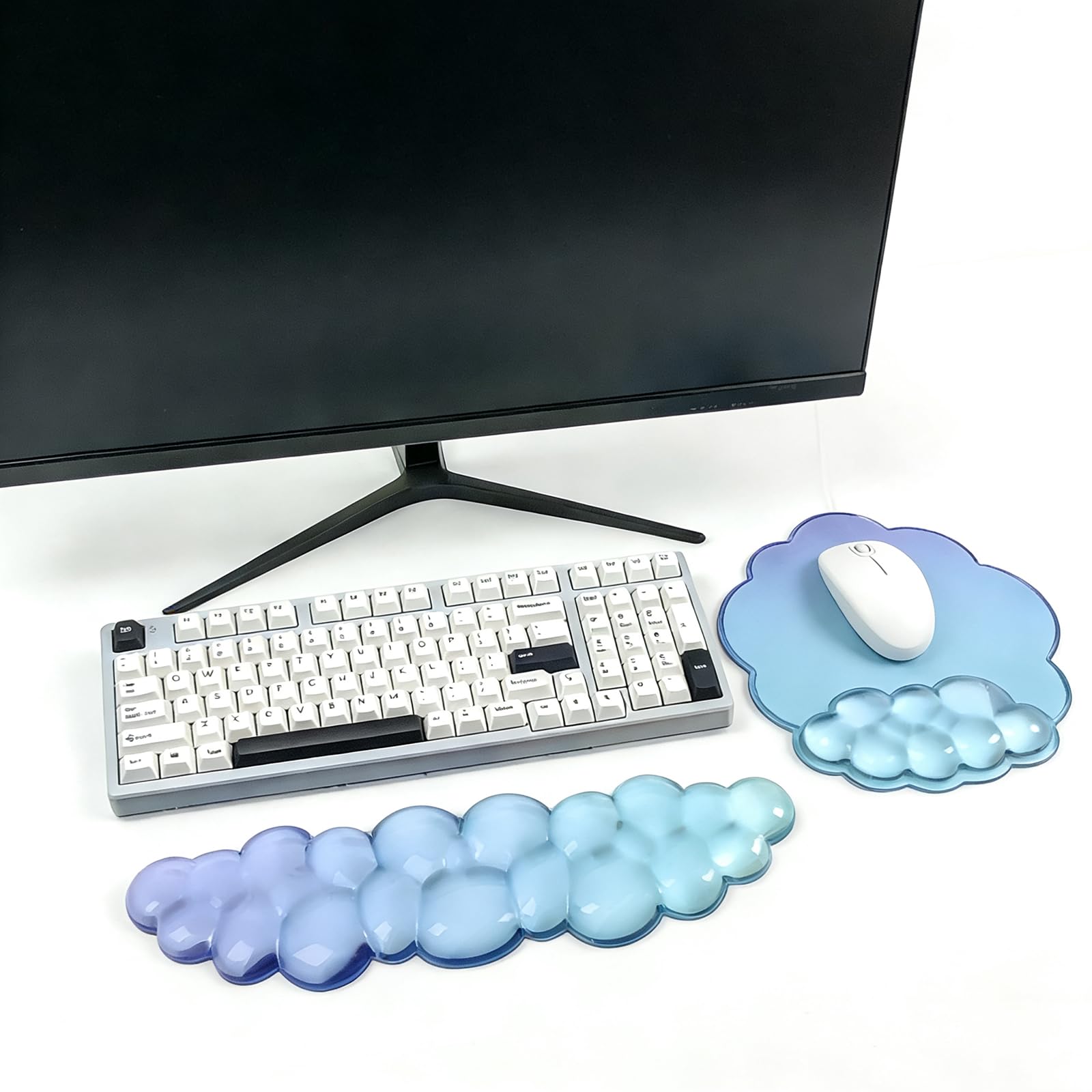 Photo 1 of ***SEE NOTES Sumgsn Cloud Keyboard Wrist Rest with Gel Mouse Pad - Blue Purple