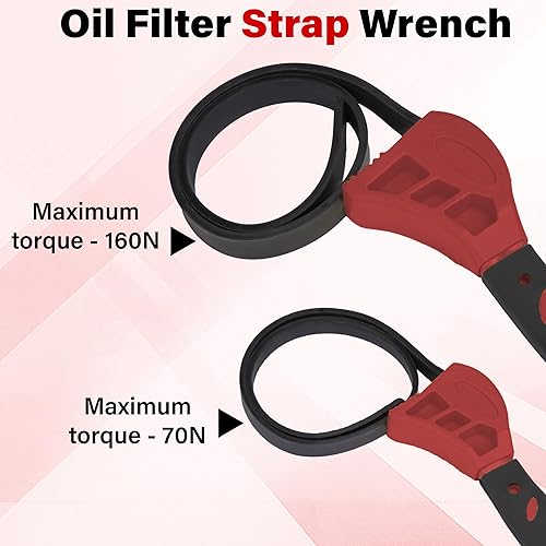 Miniatura 7 de 2 llaves de correa para fontanería, llave de correa de goma, llaves de correa de filtro de aceite de 24 pulgadas y 19.7 pulgadas, llaves de filtro