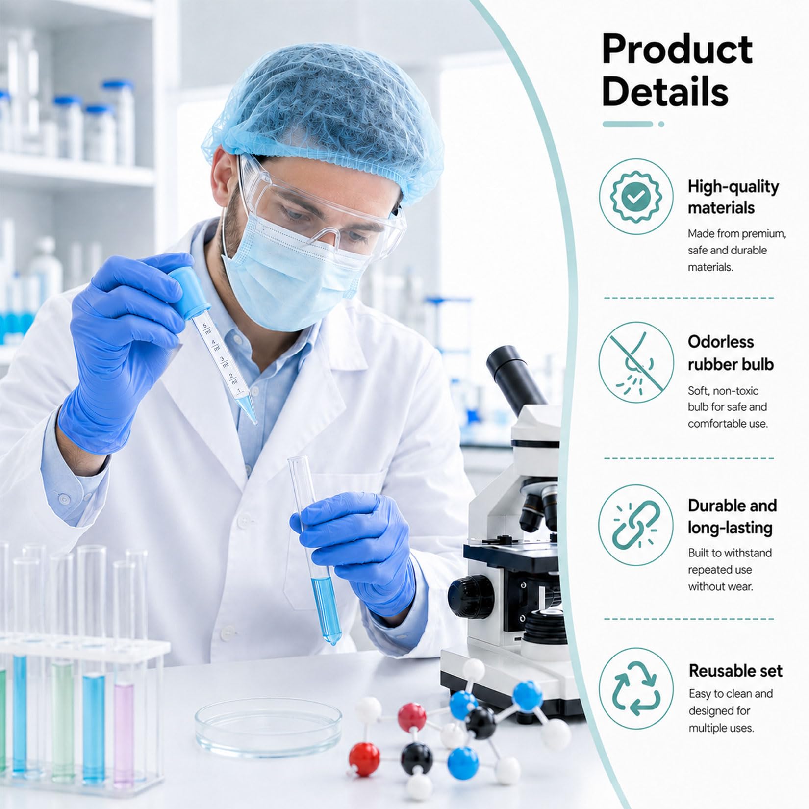33er-Set Liquid Dropper, Plastik Pipetten Set mit 30 Pipette 5ml und 3 Reinigungsbürste Bunte Graduierte Silikon Pipetten Klein Tropfpipette Transparente für Gemälde Pflanze Süßigkeitenformen