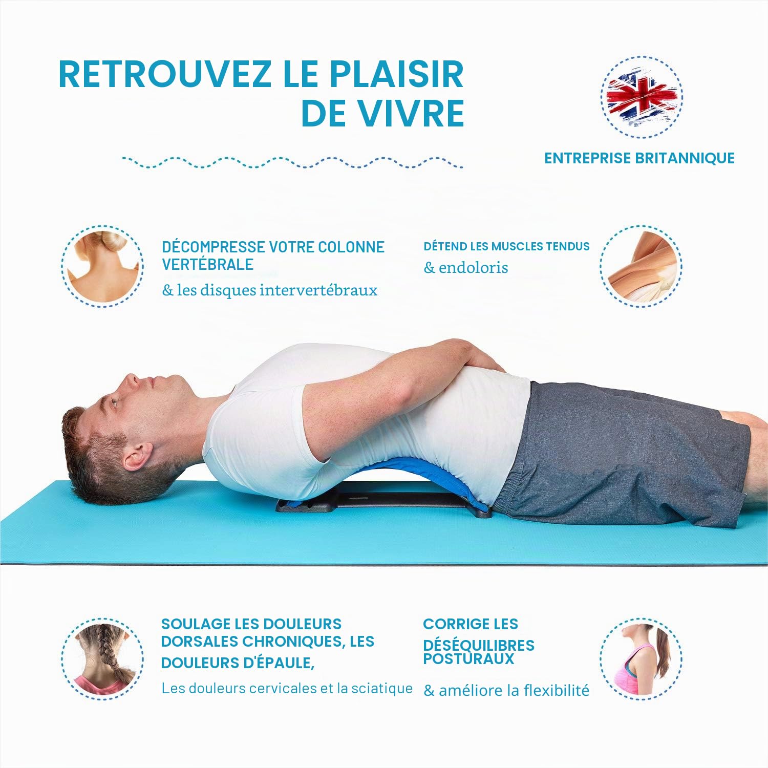 Ecarteur Arriere et Correcteur de Posture Etirement Lombaire,Masseurs pour Le Dos