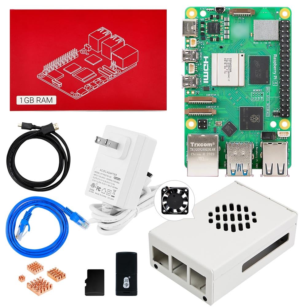 Yahboom Pi 5 1GB Starter Kit with 27W 5.1V/5A Power Adapter Including Pi 5 1GB Board