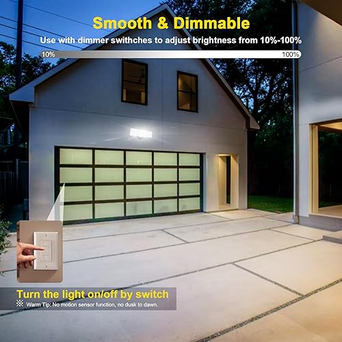 Miniatura 4 de Focos de seguridad controlados por interruptor para exteriores, luz de seguridad regulable de 5000 K, con cable sin movimiento, cambio de brillo,