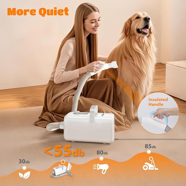 Foto 4 de 8 de Nobleza Pet Blower Secador para Perros Profesional 2000W, Secador de Pelo para Mascotas con 4 Boquillas