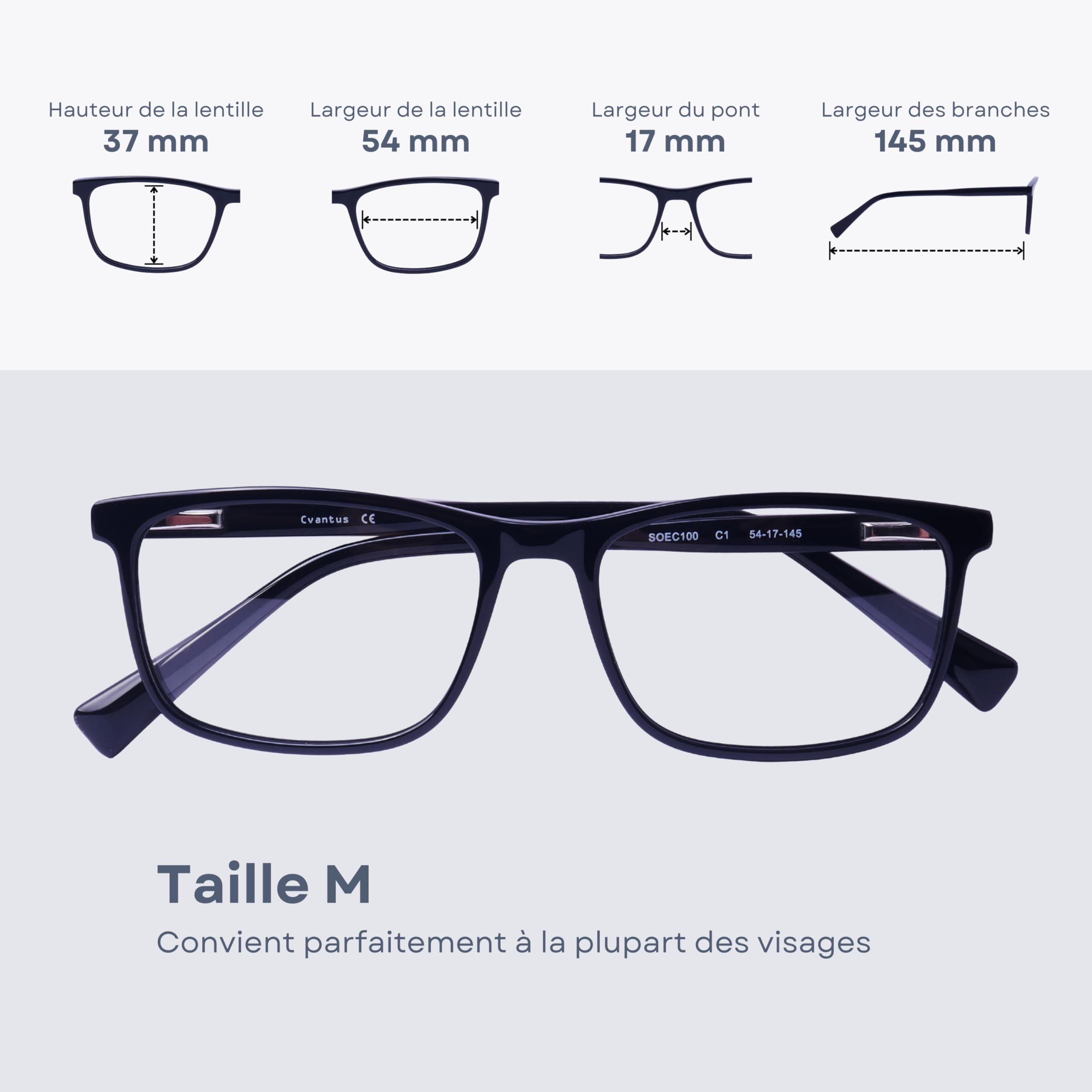 Cvantus Lunettes de lecture Anti-lumière bleue UV Antireflet Homme Femme Carrées