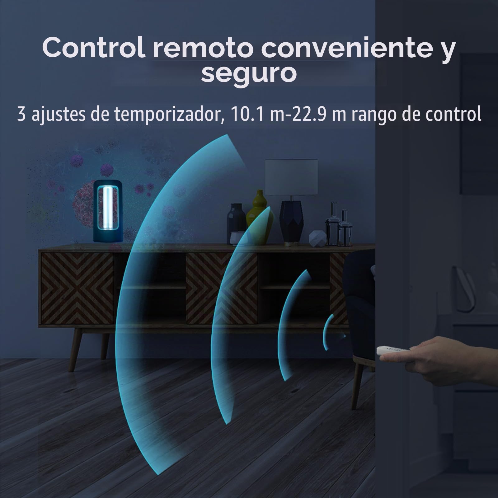 SANSI - Lámpara de desinfección UV de 42 W, lámpara de esterilización UVC con mando a distancia (longitud de onda 254 nm), esterilizador UV portátil para dormitorio, hotel, cocina, baño, sin ozono