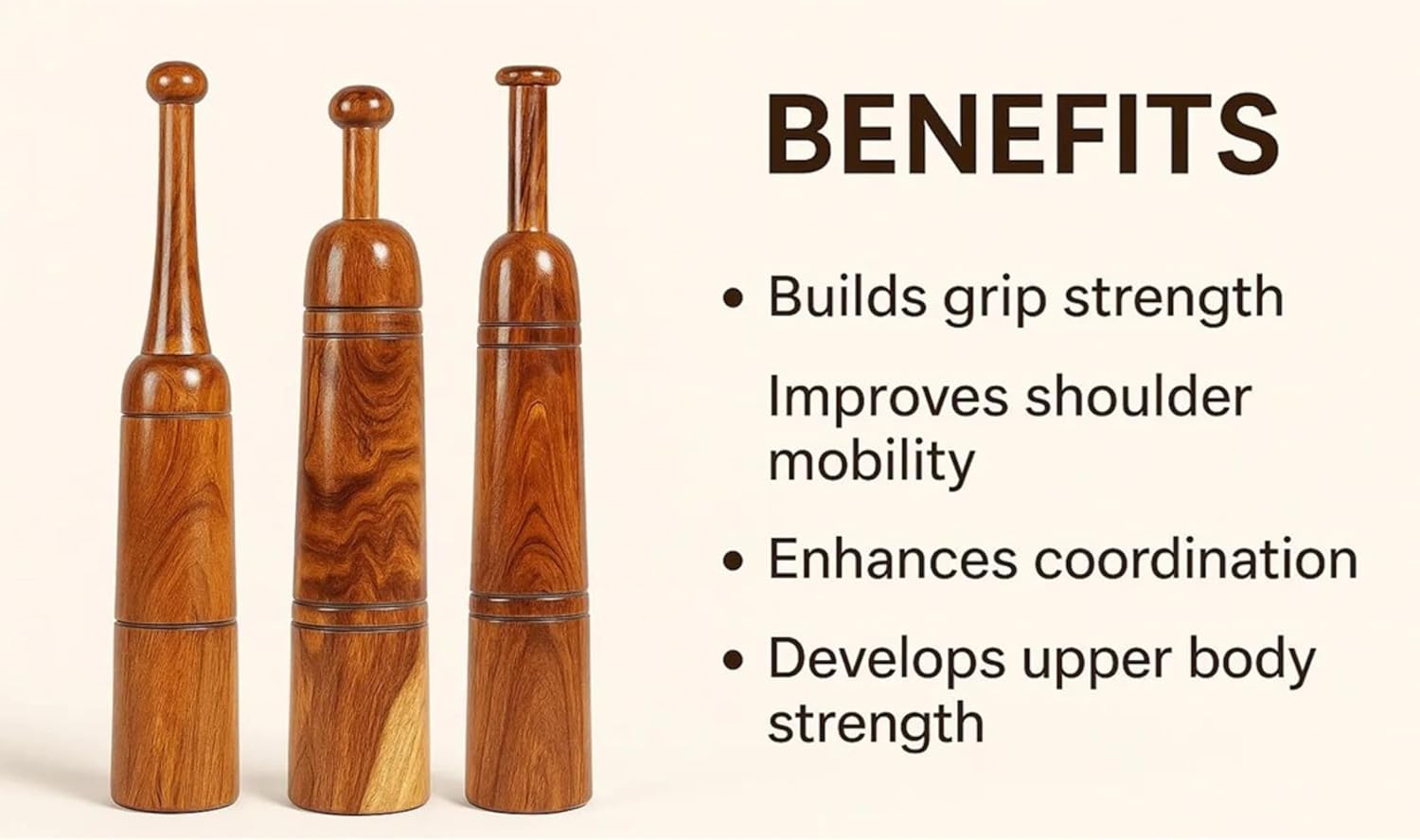 Kettlewood Indian Clubs Mudgar | Kiln-Dried Rosewood | Perfect for Mobility and Full-Body Workout | (Weight : 4-18 lbs)