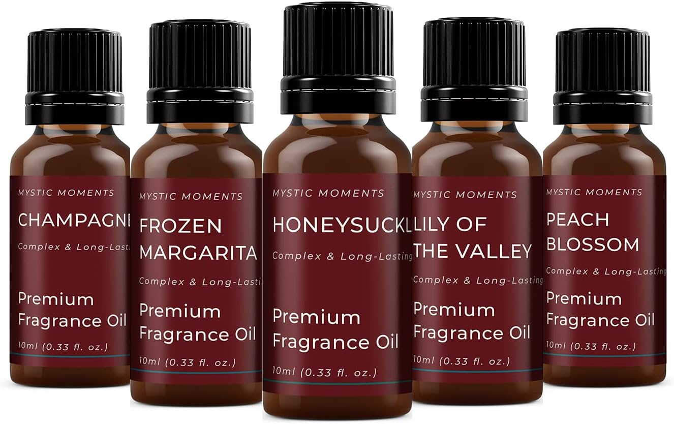 Mystic Moments | Hers Fragrant Oil Gift Starter Pack 5x10ml | Champagne, Frozen Margarita, Honeysuckle, Lily of The Valley & Peach Blossom