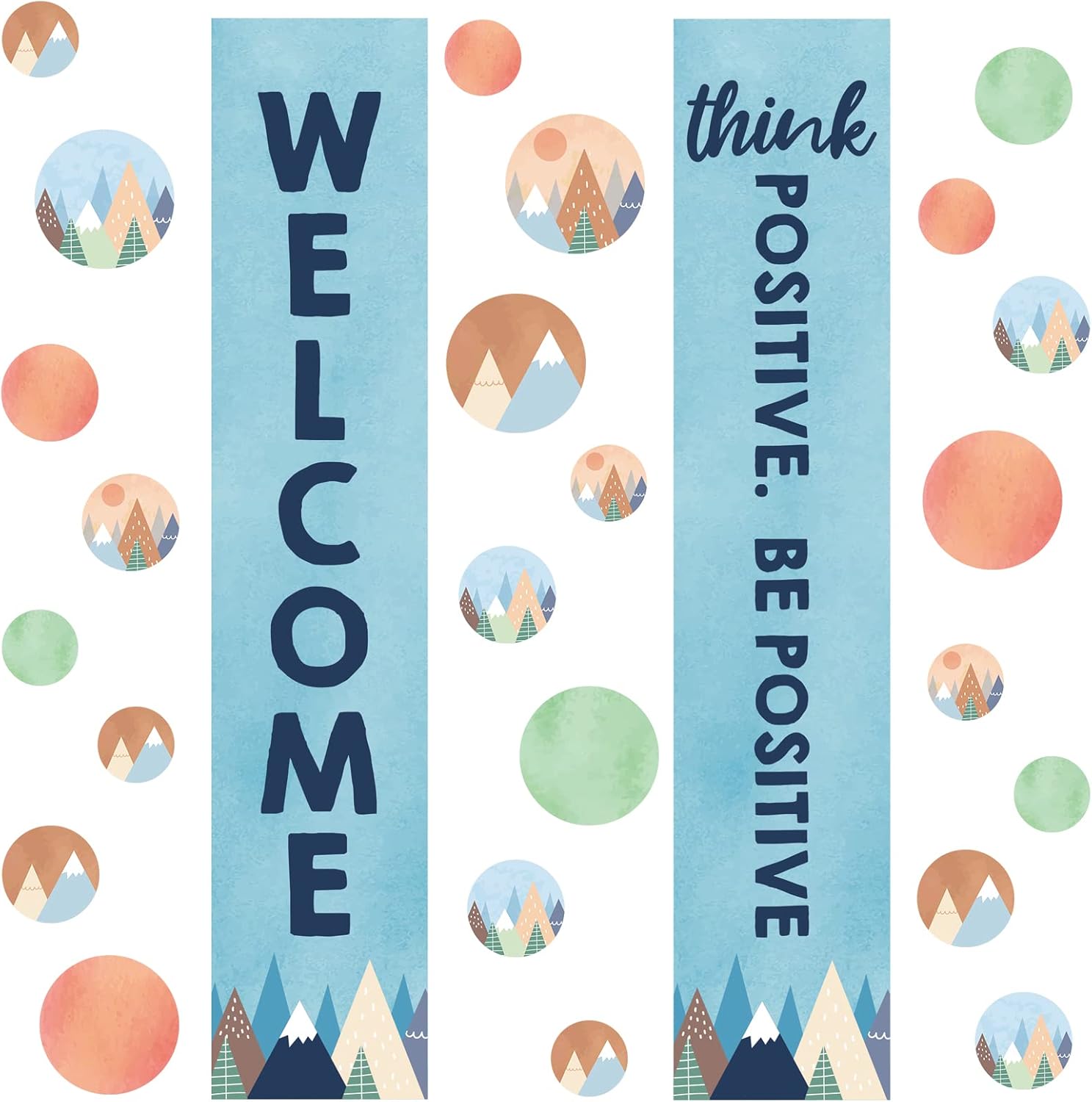 Eaasty 47 Pieces Welcome Banner for Classroom Door Welcome Poster Sign for Students Classroom Bulletin Board Church Back to School Decoration Teacher Supply(Mountain)