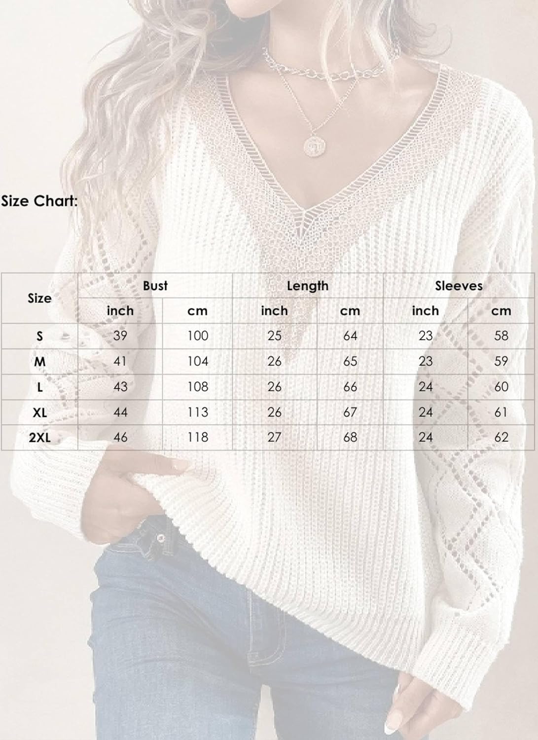 Women's White V Neck Sweater 2025 Fall Winter Long Sleeve Hollow Out Tunic Pullover Tops Casual Knitwear Fashion Clothes - Image 5