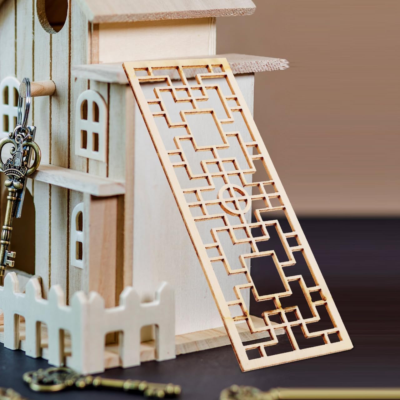 VOSAREA 4Pcs Miniature Dollhouse Screen Model Chinese Style Decorative Room Divider Mini House Furniture Accessories for Dollhouse and Micro Landscape Decor 4.64X1.65In image 3