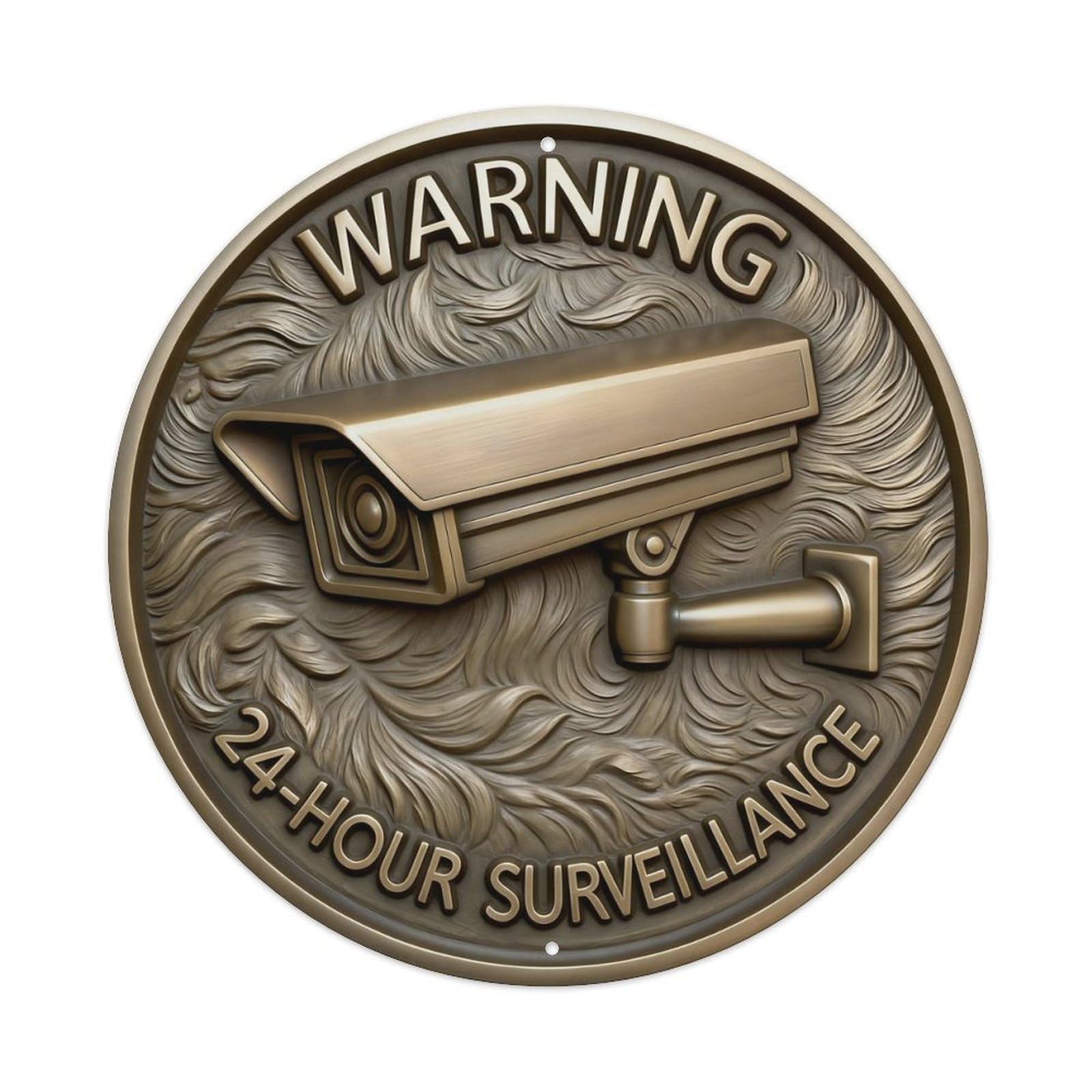 Zlatcbu Vintage Surveillance Warning Metal Tin Sign Retro Wall Art Poster, Decor For Home Living Room Bar Cafe Garage, 8X8 Inch