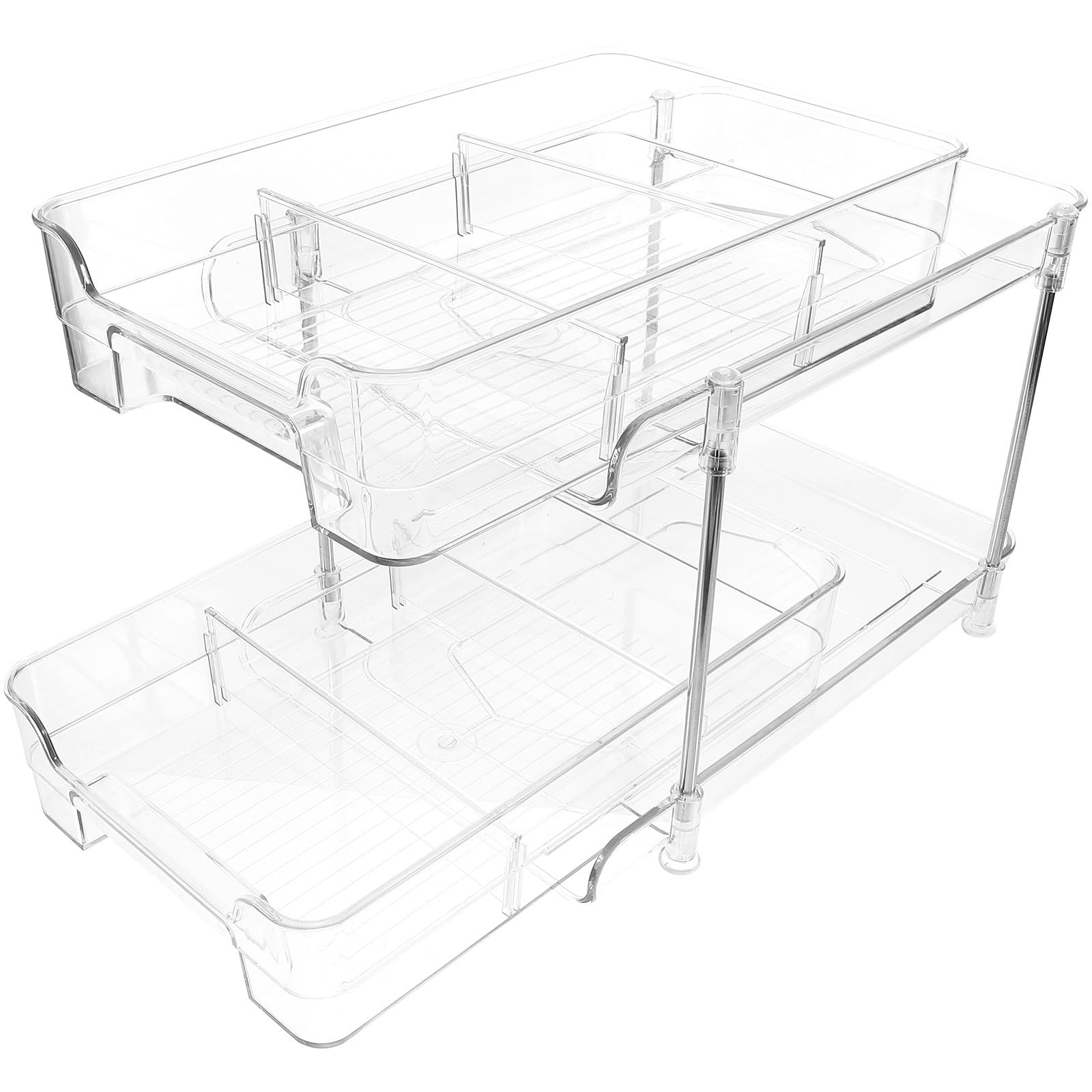 Organisateur coulissant à 2 niveaux en PET transparent pour ranger vos cosmétiques