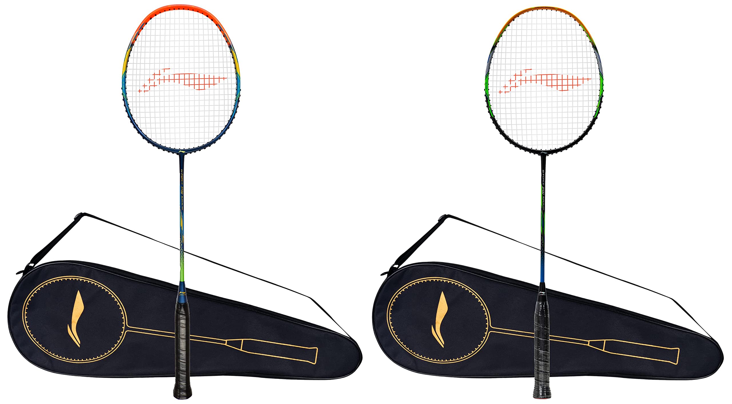 Li-Ning G-Force 3700 Superlite (AYPQ104-5) Carbon Fiber Strung Badminton Racquet (Black/Amber) & G-Force 3700 Superlite (AYPQ088-5) Carbon Fiber Strung Badminton Racquet (Navy/Orange)