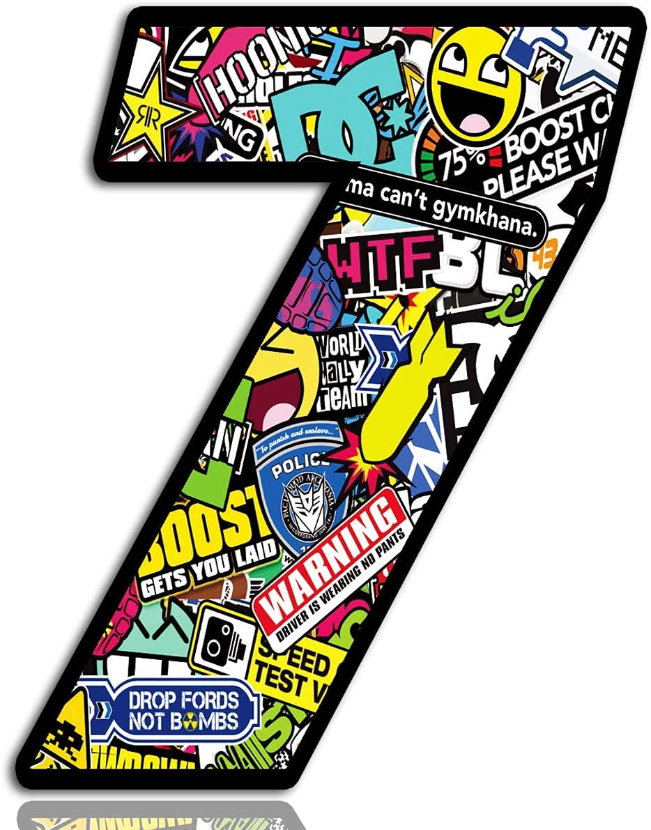 Biomar Labs Multiclour Start Number Car Moto Vinyl Sticker Bomb Sticker Bomb Motorcycle Motocross Motorsport Racing Number Tuning (7) N 207