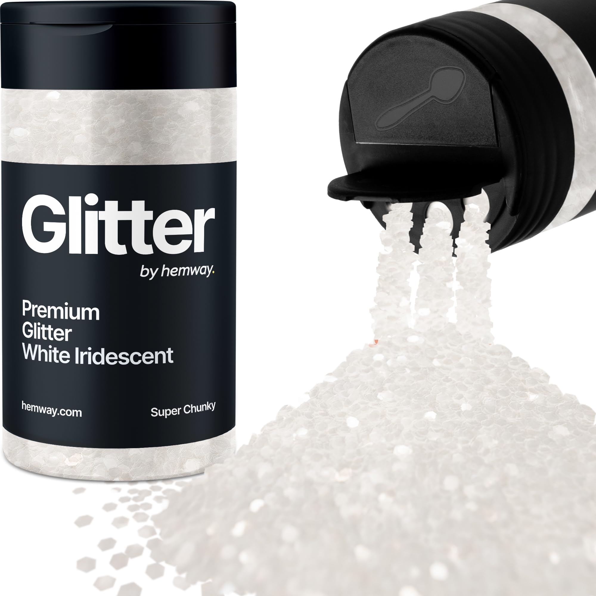 White Iridescent Glitter Shaker, 130g Super Chunky Glitter, Crafts 1/8" Metallic Flake White Sequins, Resin & Epoxy Crafts
