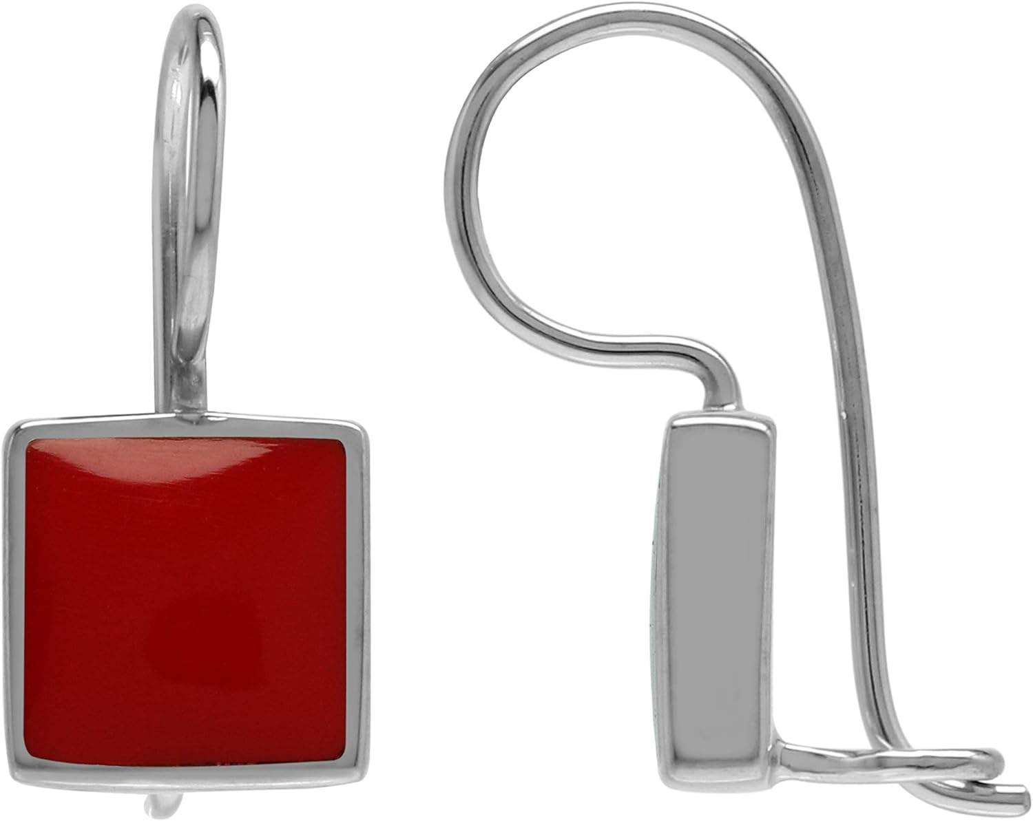 Silvershake 9MM Square Shape Stone Inlay White Gold Plated or 18K Gold Plated 925 Sterling Silver Basic Hook Closure Earrings Jewelry for Women