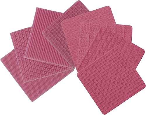 Miniatura 5 de Funshowcase Tapete tejido de silicona para tejer con textura, paquete de 8 en juego para decoración de borde de pastel de Sugarcraft, decoración de
