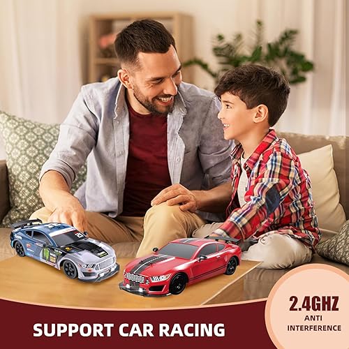 Miniatura 5 de Sakeye Coche de control remoto 116 2.4GHz 4WD RC Drift Car, recargable de 18 KMH+ de alta velocidad RC coches de carreras con aerosol, luces frías,