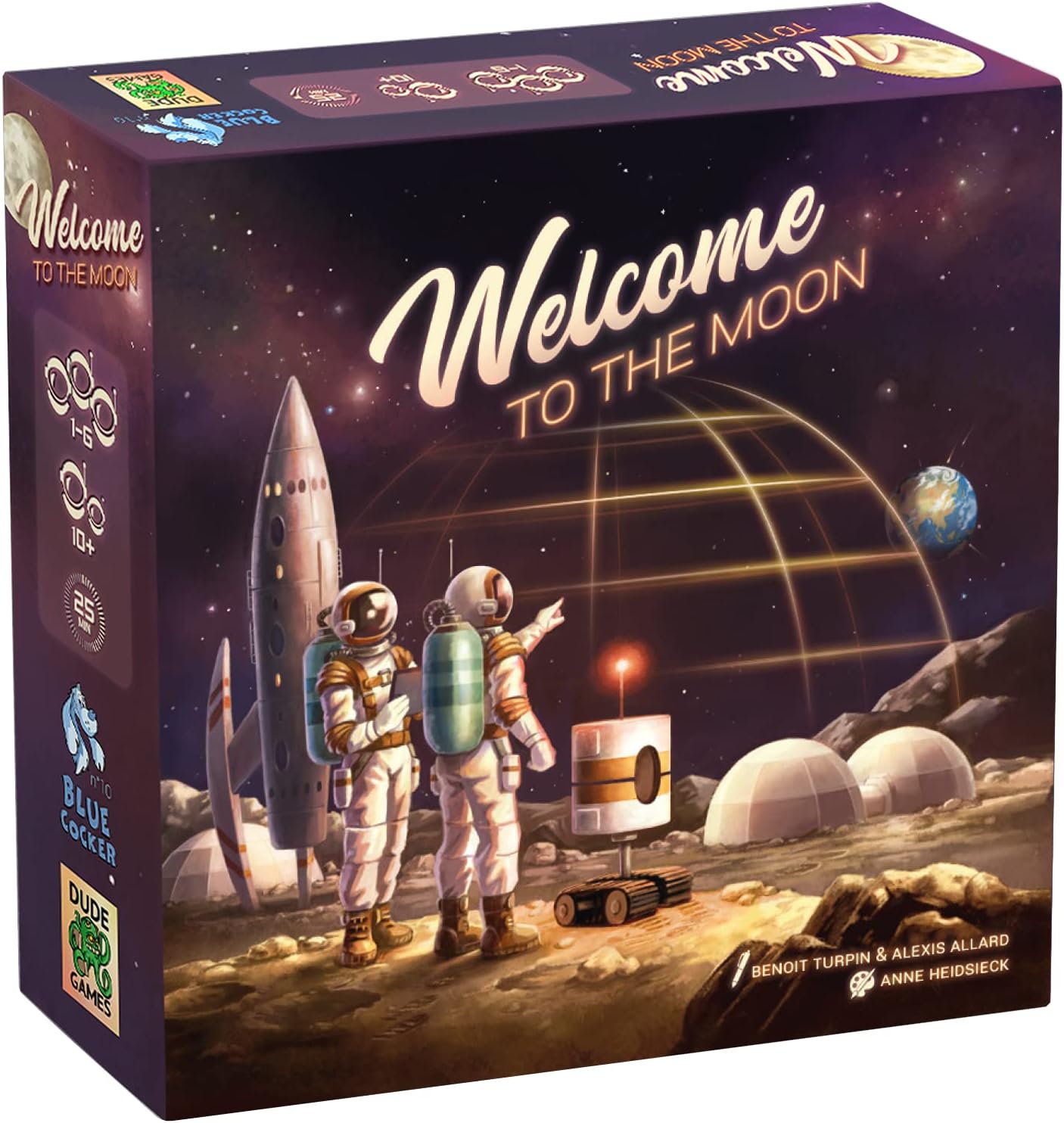 Welcome to The Moon - Flip and Write Strategy Game - Campaign, Adventure, Solo Mode - Bilingual French English - 1 to 6 Players - 20706-CA