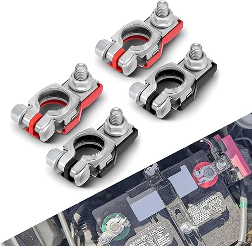 4 conectores de terminal de batería, poste superior positivo y negativo de cable de batería con parte inferior de plástico, accesorios de automóvil,