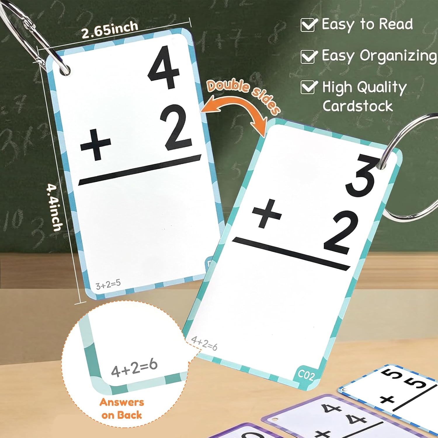 JoyCat Addition and Subtraction Flash Cards with Addition Toy,144 Flashcards for Pre K,1st,2nd,3rd 4th Grade,Math Manipulatives Tools for Homeschool, Classroom & Travel,with Workbook, Markers & Rings - Image 5