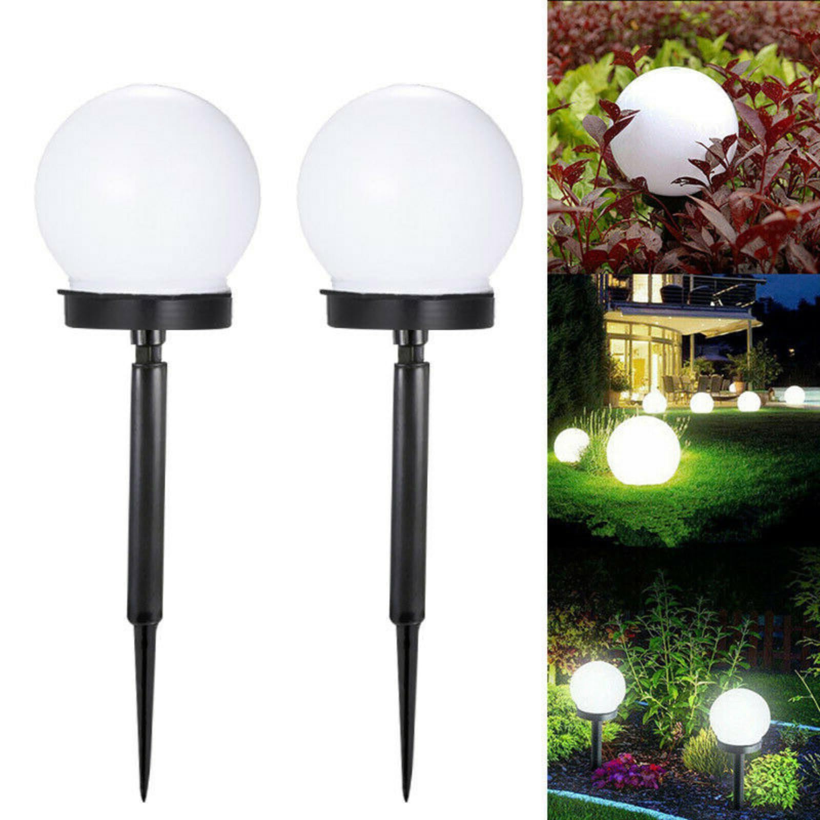 10 sztuk solarnych lamp solarnych LED zasilanych globusem, wodoodporna, do ogrodu, trawnika, dekoracja podwórka, patio, podjazdu, krajobrazu, zakopanego słupka, lampa podwórza, zimna biel (8 sztuk)