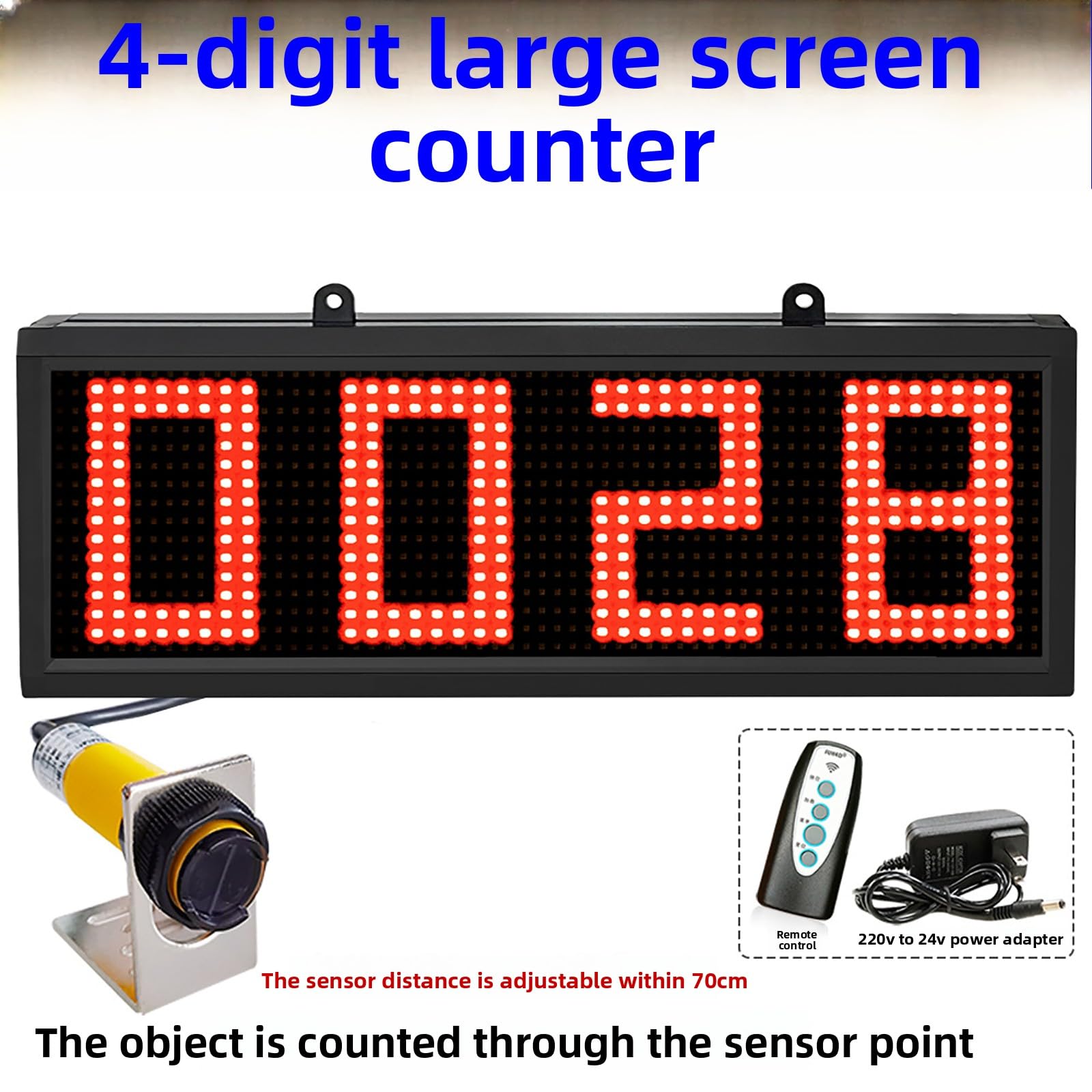 Contador digital LED con sensor de visualización automática, memoria de corte de energía para producción y conteo de piezas