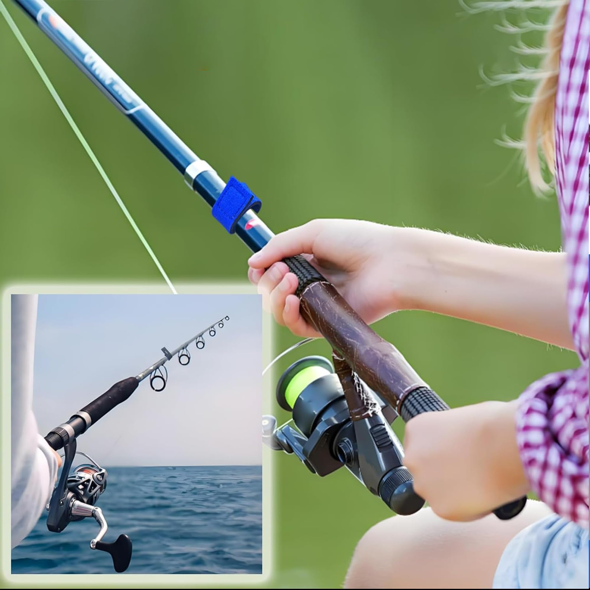 20 Piezas Caña de Pescar Correa, EláSticas Cintas de Pesca, Correas para cañas de Pescar, Cinturón de Caña de Pescar, Funda Pesca Accesorios para Cañas Giratorias Cañas con Mosca （Azul + Blanco）
