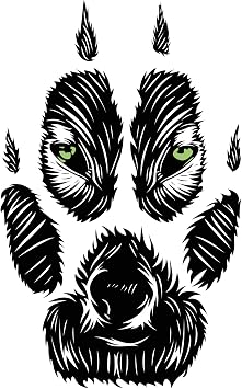 SSTS PRINT Car Sticker Wolf-Paws-with-Wolf-Face-Decals Vehicle Truck Bumper Window Wall Mirror Decoration - Black