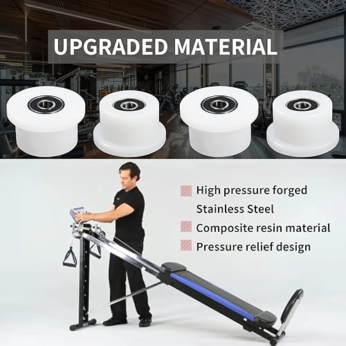 Miniatura 6 de Qty.4 Ruedas mecanizadas/rodillos compatibles con reemplazo total de gimnasio, se adapta a los modelos 1000, 1100, 1400, 1500, 1600, 1700, 1800,