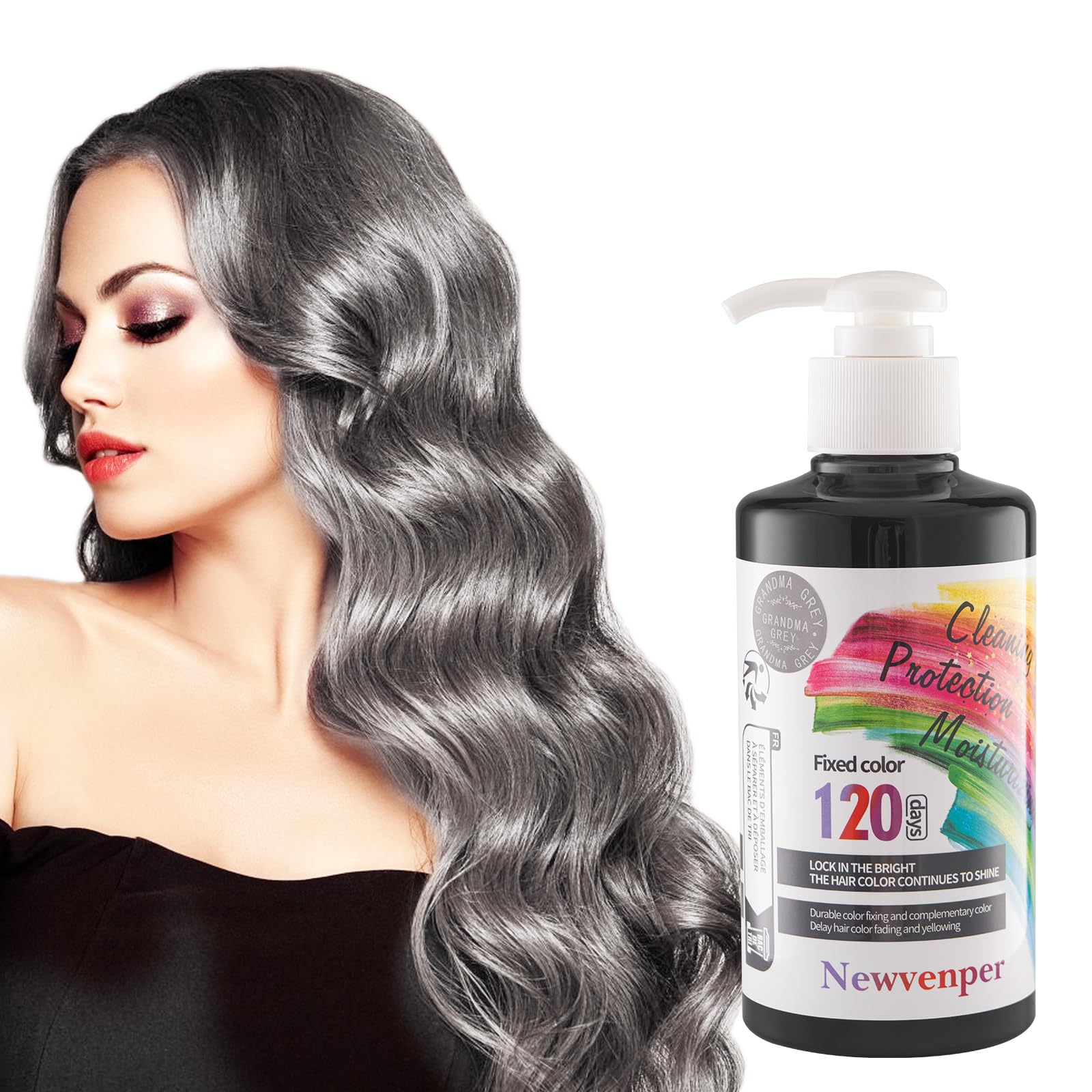 Grey Color-Fixing Shampoo, Durable color fixing and complementary color, Delay hair color fading and yellowing color depositing Shampoo Gentle Clean,Hair Dye Care, Moisturizing and Shines Hair