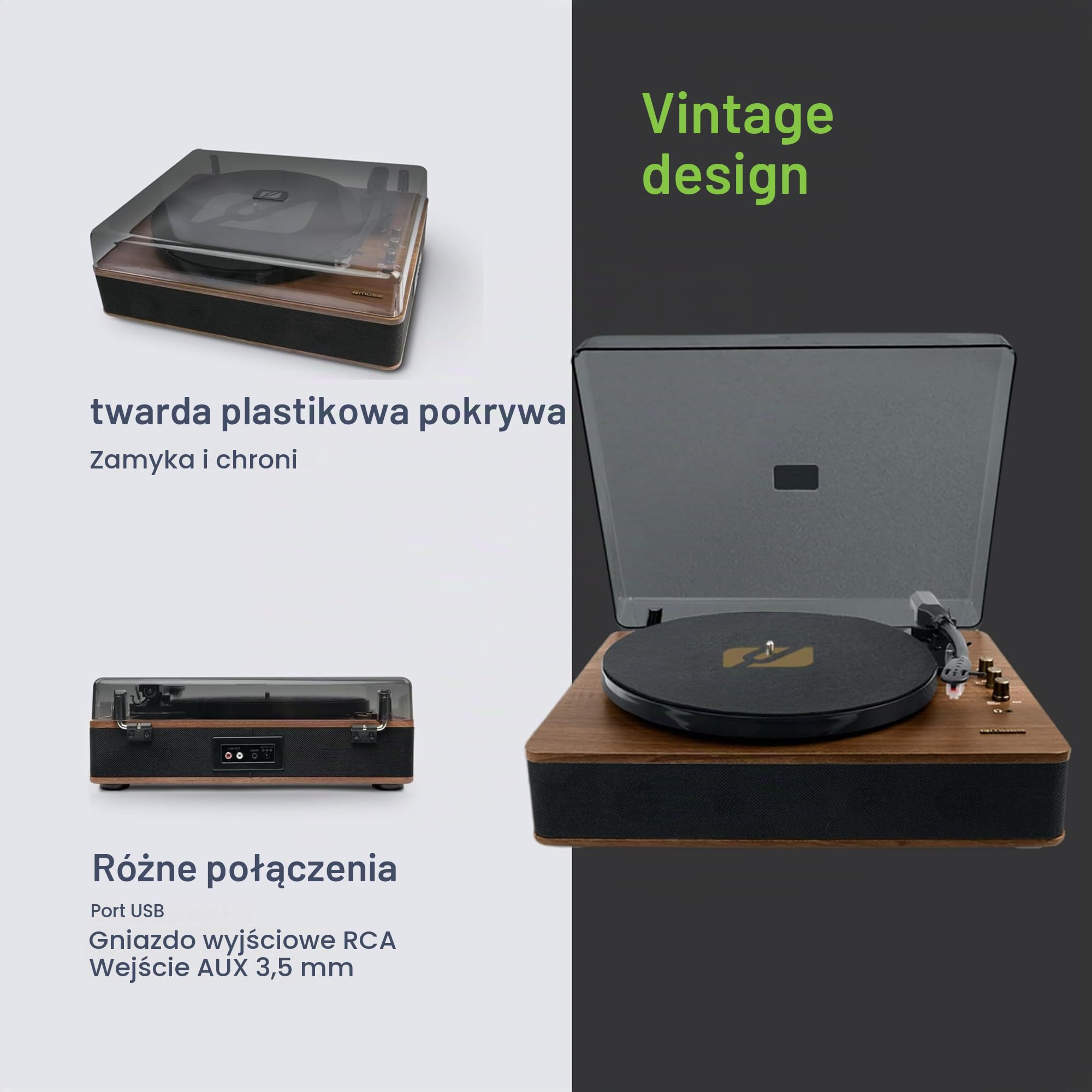 Muse MT-106 BT Gramofon Stereo Drewno