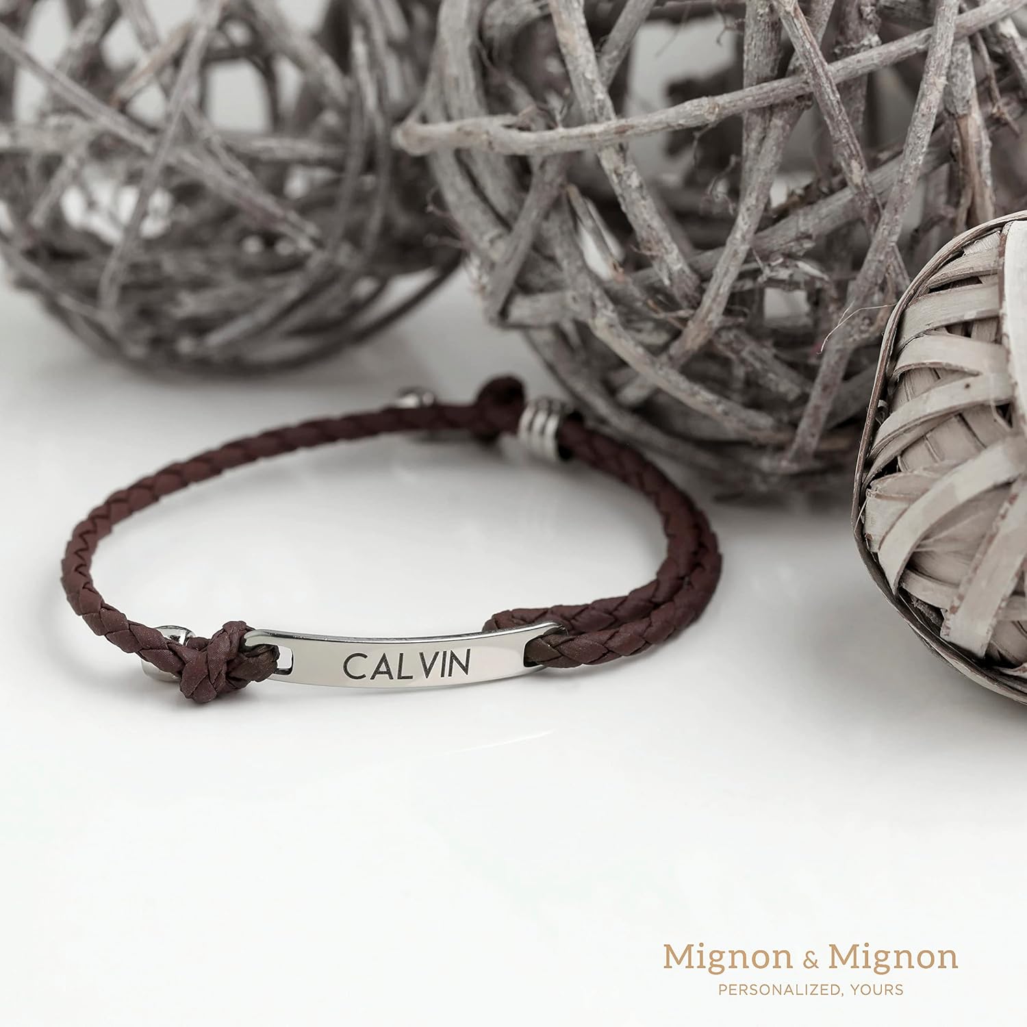 MignonandMignon Personalized Couple Matching Leather Bracelets, Father's Gifts, Custom Engraved Friendship Bracelet for Men, Boyfriend, or Best Friend Gift