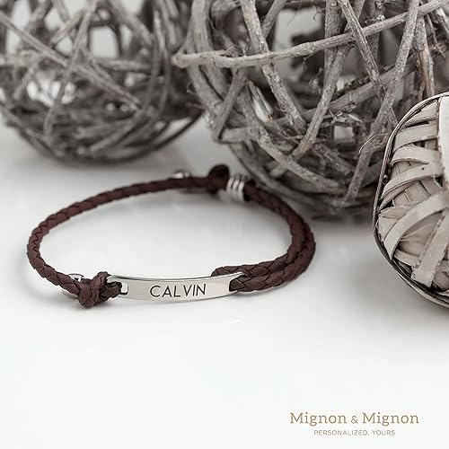 Miniatura 3 de MignonandMignon Personalized Couple Matching Leather Bracelets, Father's Day Gifts, Custom Engraved Friendship Bracelet for Men, Boyfriend, or Best