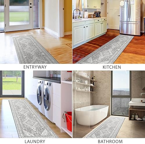 Miniatura 3 de Vernal - Alfombra antideslizante lavable a máquina, alto tráfico, no desprende pelusa, para suelo de cocina, pasillo, mesita de noche, lavandería,