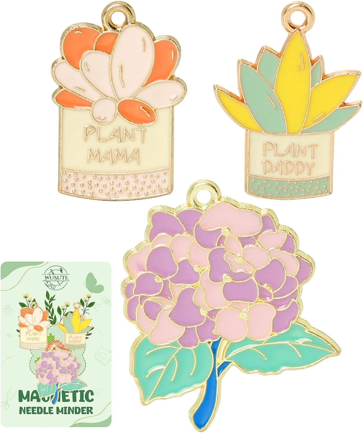 WUSUTE 3 Pack Needle Minder for Cross Stitch, Flower Plants Needle Minder Magnet for Organizing, Embroidery Sewing Needle Holder Needlework Accessories