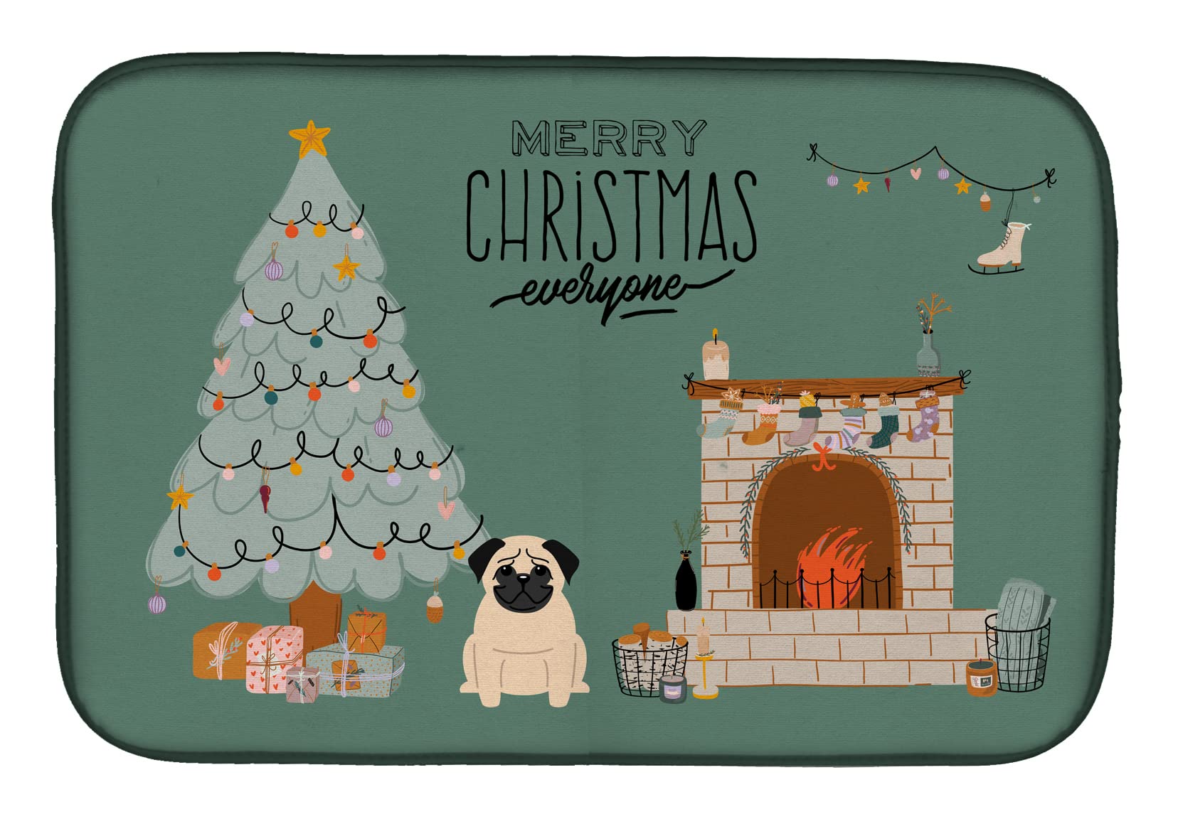 Tapis de séchage carlin de Noël cadeau idéal pour les amoureux de chiens et de cuisine