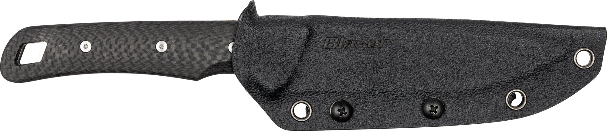 Blaser Ultimate Carbon 110 – ultraleichtes Jagdmesser mit 11 cm Drop-Point-Klinge aus CPM S35VN, Carbon-Griff, Kydex-Scheide & Gürtelclip – 109 g – Premium Allrounder