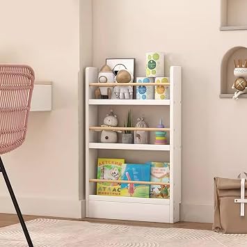 Wall Bookshelf for Kids, Kids Bookshelf Wall Mounted, Nursery Bookshelf, Narrow Kids Bookshelf, Freestanding 3 Tier Bookcase for Books & Magazines & NewspapersSize50cm