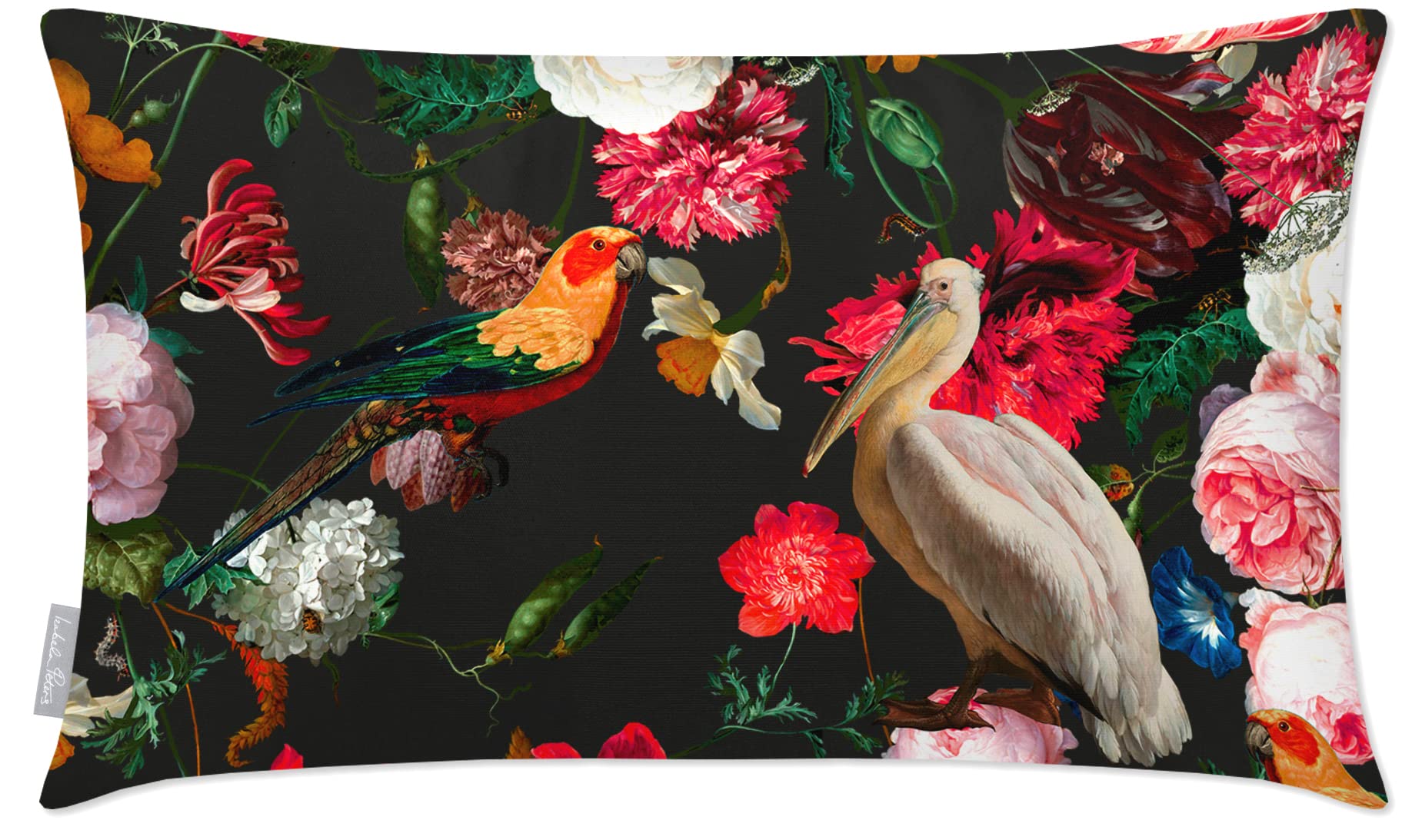 Izabela Peters Outdoor Cushions Waterproof, 50 x 30 cm, Filled Outdoor Cushion, Peruvian Paradise- Charcoal, Garden Furniture Cushions, Outdoor Seat Cushions, Garden Chair Cushions