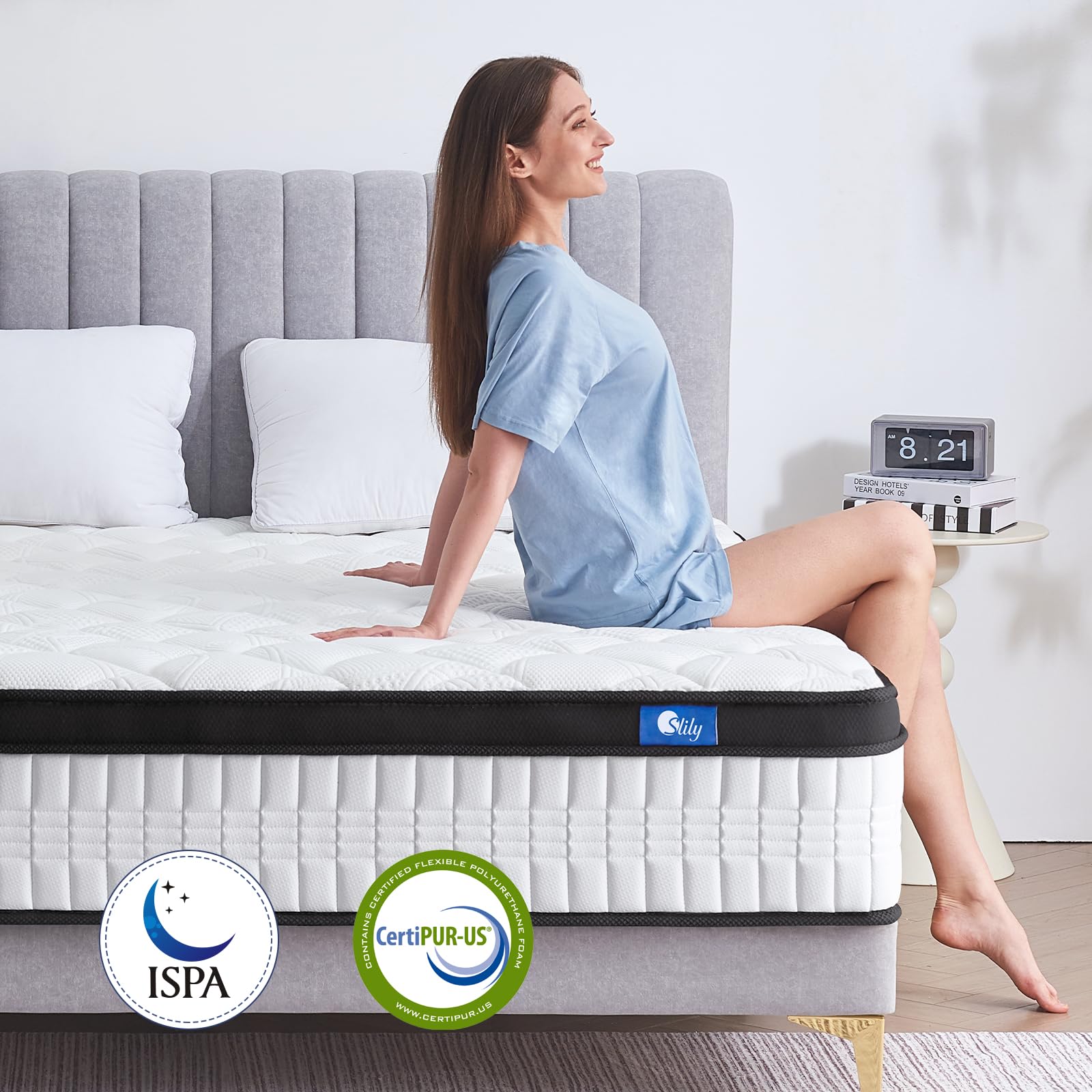 Matelas 90x200 26cm Épaisseur, Matelas à Ressorts Ensachés - Soutien 7 Zones, H4 Dureté Moyenne, Matelas Mousse Mémoire Forme Haute Densité, Certifié Oeko-Tex