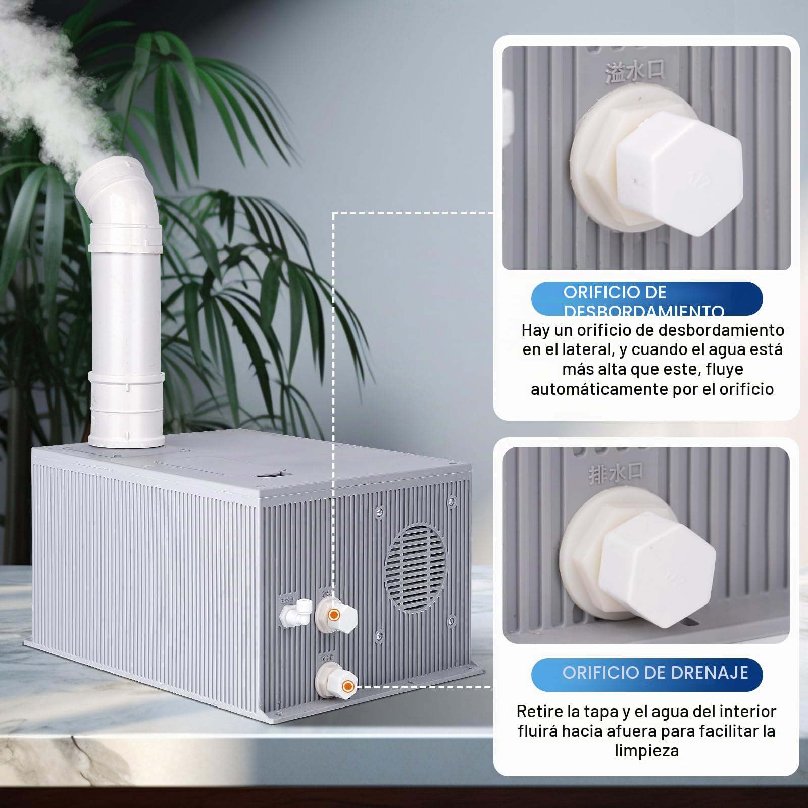 Humidificador industrial nebulizador de 9 l/h, gran volumen 270 m³/h, humidificadores de niebla fresca, comercial para taller, supermercado, almacén, invernadero
