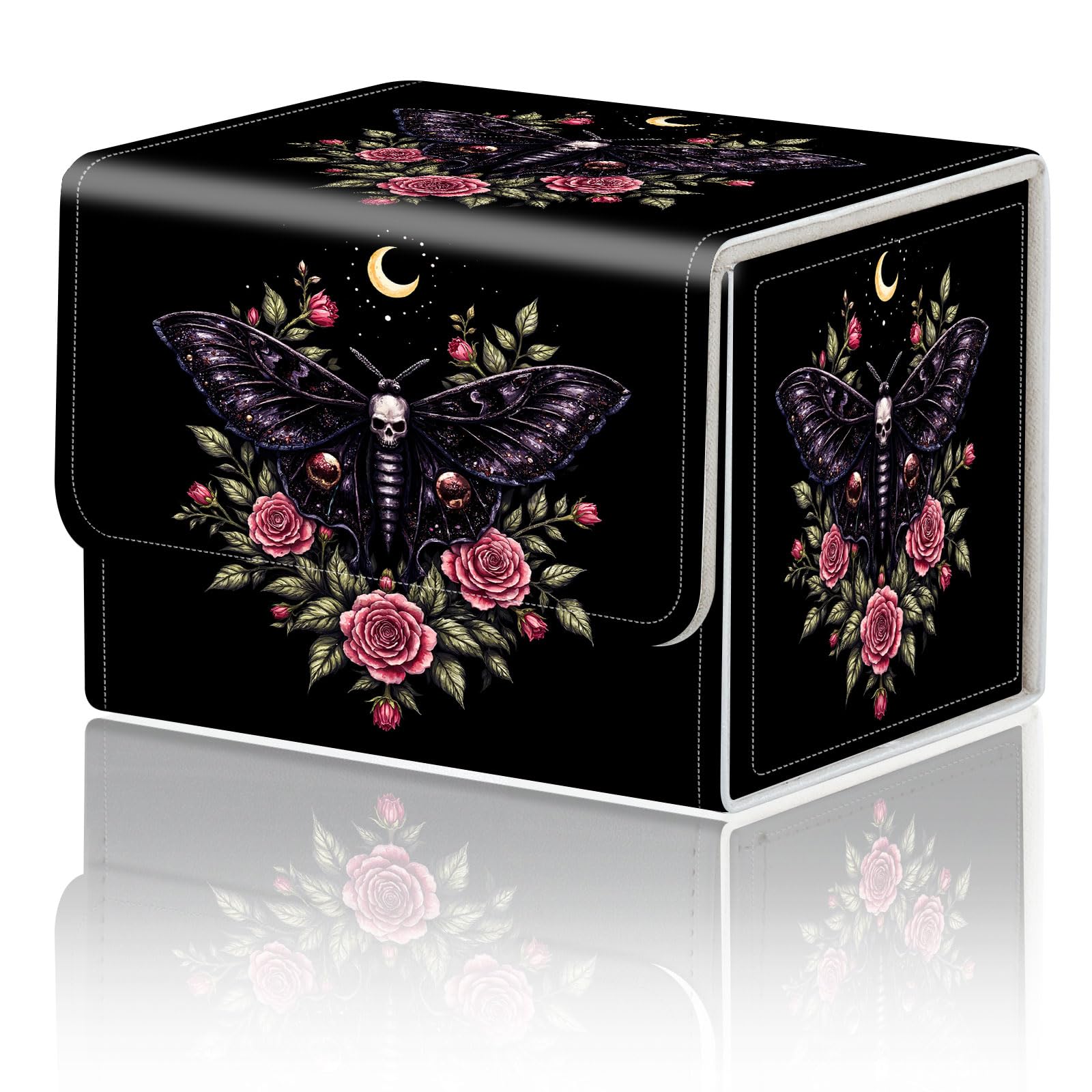 Card Game Storage Box for TCG Deck Box MTG Card Box Organizer Trading Card Case Commander Deck Box TCG Card Storage Box Magnetic Closure Creative Pattern Up to 200 Cards, Purple Butterfly Skull Rose โ image 1